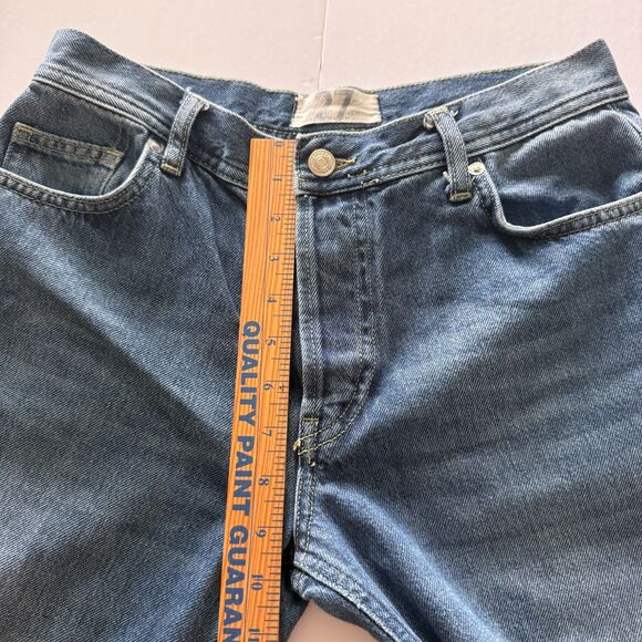 Free People Maggie Straight Jeans High Rise Rigid Denim Frayed Hem Button Fly 27 - Picture 6 of 8